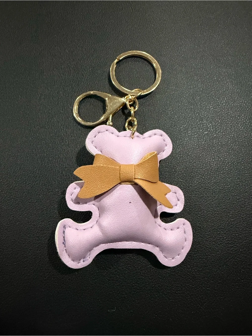 Lavender Bear Keychain with Tan Bow - Kids Accessories
